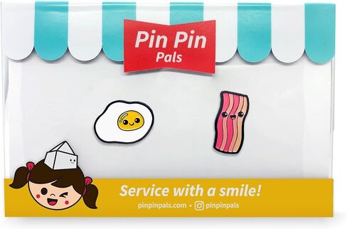 Enamel Pin Set (2 Pins Per Set) for Backpack, Bag, Lapel, Kawaii Button Collector - Avocado & Toast in Kuwait