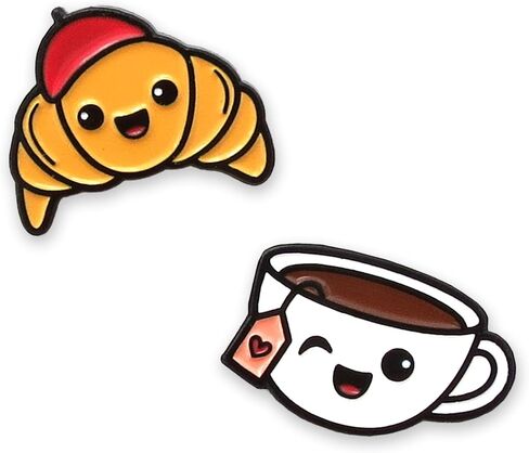 Enamel Pin Set (2 Pins Per Set) for Backpack, Bag, Lapel, Kawaii Button Collector - Avocado & Toast in Kuwait