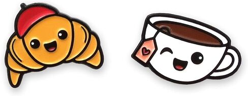 Enamel Pin Set (2 Pins Per Set) for Backpack, Bag, Lapel, Kawaii Button Collector - Avocado & Toast in Kuwait