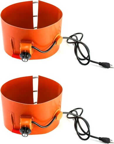 Qwork Drum Heater Barrel Band for 5 Gallon Metal Oil Drum, 800 Watt 120 Volt Grease Keg Heater, Temperature Adjustment Insulated Pail with Thermostat, 2 Pack (WD10072) in Saudi Arabia