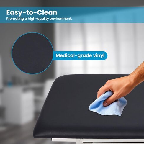 طاولة فحص المريض AdirMed VivaComfort مع رف، ظهر قابل للتعديل، وأرجل قابلة للطي، طاولة الفحص الطبي باللون الأسود in Kuwait
