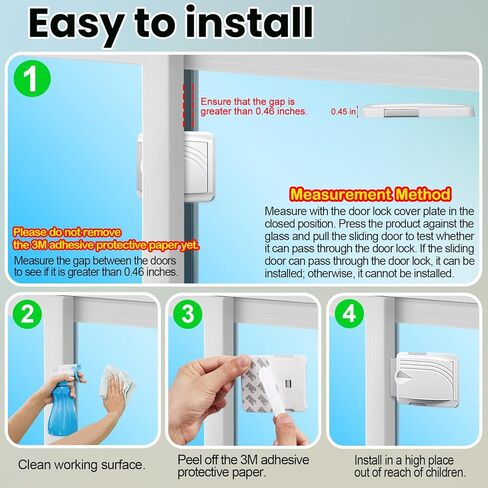 قفل طفل الباب المنزلق ، 4 عبوات أمان للأطفال/الحيوانات الأليفة للأبواب الزجاجية المنزلق ، النوافذ المنزلق ، أبواب خزانة منزلق ، أبواب فناء شريحة ، سهلة التثبيت ، لا توجد أدوات حفر ضرورية （رمادي） in Kuwait
