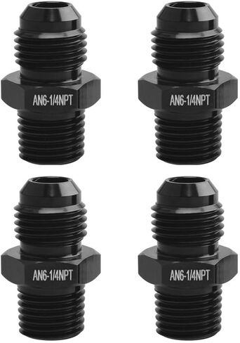 مستقيم 6an الذكور مضيئة إلى 3/8npt أنبوب محول الألومنيوم الأسود 2pcs in Kuwait