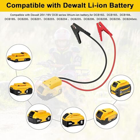 مشابك كبلات الطائر لبداية قفز البطارية DeWalt 20V ، كابل بطارية 8AWG 3.28FAG مع محول ، كابل تعزيز بطارية السيارات للأدوات المستخدمة للقفز للسيارة in Kuwait