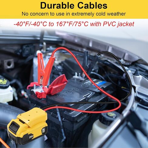 مشابك كبلات الطائر لبداية قفز البطارية DeWalt 20V ، كابل بطارية 8AWG 3.28FAG مع محول ، كابل تعزيز بطارية السيارات للأدوات المستخدمة للقفز للسيارة in Kuwait