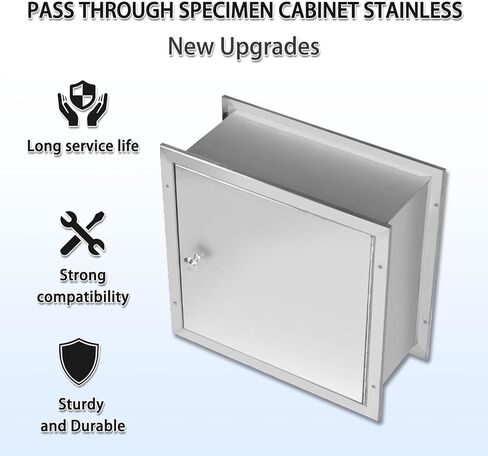 Stainless Steel Transfer Sample Tray Box with Pass Through Window Dual Sided Access Doors for Specimen Transfer in Laboratory Handling Applications Medical Cabinet 13.19" L x 5.91" W x 12.68" H in Saudi Arabia