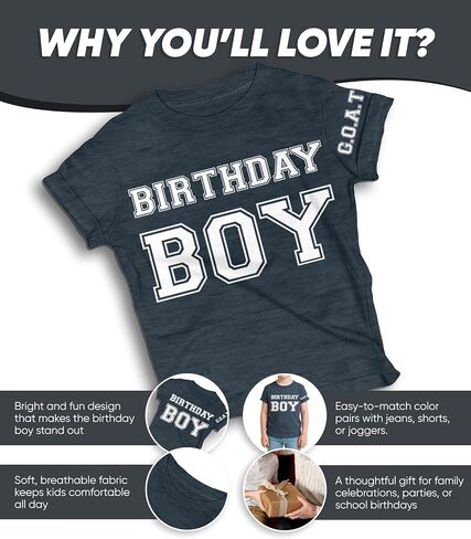 Lalo & Luna Happy Birthday Boy T-Shirt (1-12 Years Old) Baby-Toddlers to Kids Party Outfit Tee Gift in Saudi Arabia