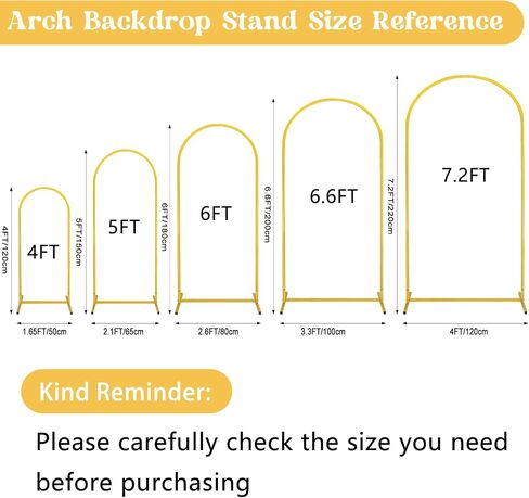 Fivenl Arch Backdrop Stand 6FT, 5FT, 4FT Set of 3 Gold Wedding Arch Stand Balloon Arch Stand Stable Metal Arch Backdrop Frame for Wedding Ceremony Birthday Party Bridal Baby Shower Banquet Decoration in Saudi Arabia