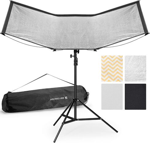 K&F Concept U-Shape Reflector Curved Reflector 180x60cm with 4-in-1 Reflective Fabric, Black/Gold/White/Silver, with 1.9m Stand, with Storage Bag, for Photography Studios in Saudi Arabia