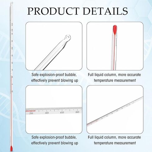 10 Pcs General Purpose Lab Thermometer 12 Inch 76mm Immersion Glass Liquid Cooking Laboratory Thermometer -20 to 150 Degrees Celsius for Hot Liquid Candle Food Beverage Precise Measurements in Saudi Arabia