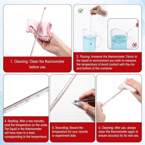 10 Pcs General Purpose Lab Thermometer 12 Inch 76mm Immersion Glass Liquid Cooking Laboratory Thermometer -20 to 150 Degrees Celsius for Hot Liquid Candle Food Beverage Precise Measurements in Saudi Arabia