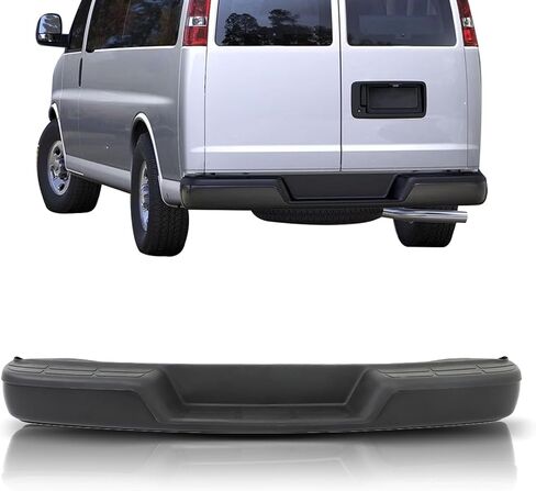 Rear Step Bumper Assembly Chrome without Park Assist Sensor Holes Replacement for 1996-2023 Express Savana 1500 2500 3500 GM1103142 in Saudi Arabia