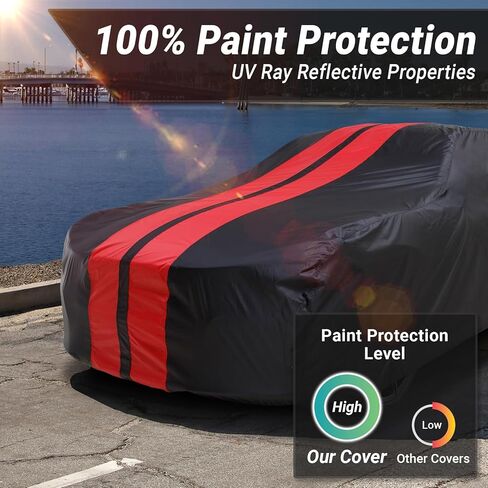 iCarCover Fits: [Ford Mustang Convertible] 2005-2025 Premium Full Car Cover Waterproof All Weather Resistant Custom Outdoor Indoor Sun Snow Storm Protection Form-Fit Padded Cover with Straps in Kuwait