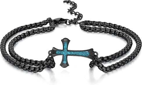 Cross Bracelet 925 Sterling Silver Turquoise Cross Bracelets Christian Jewelry Gifts for Men Women in Saudi Arabia