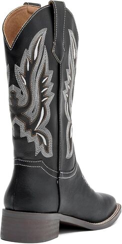 Womens Cowboy Boots Mid Calf Cowgirl Boots with Classic Embroidered Chunky Heel Western Boots in Saudi Arabia