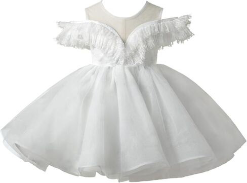 Flower Girl Dress Ruffle Satin Lace Tulle Beads Flower Decoration Toddler Wedding Birthday Party Evening Dress in Kuwait