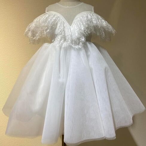 Flower Girl Dress Ruffle Satin Lace Tulle Beads Flower Decoration Toddler Wedding Birthday Party Evening Dress in Kuwait