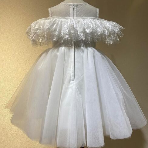 Flower Girl Dress Ruffle Satin Lace Tulle Beads Flower Decoration Toddler Wedding Birthday Party Evening Dress in Kuwait