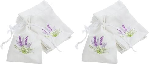 LOGOFUN 10pcs Sachet Storage Bags Small Burlap Bags with Drawstring Sachet Empty Bags with Lavender Pattern for DIY Craft Wedding Party Supplies - 10 * 14CM, Beige in Saudi Arabia