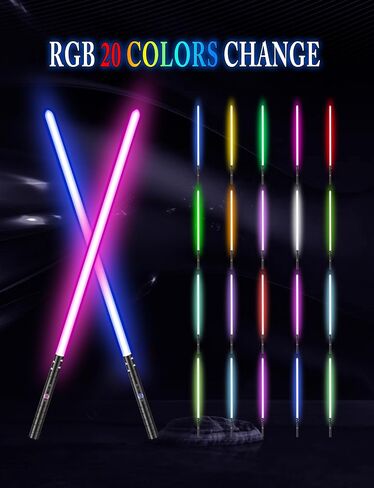 jvmusaber Light Saber, Dueling Lightsaber for Kids Adults, 20 RGB Colors, 4 FX Sound Modes, Safe LED Blade Cosplay Sword, USB Rechargeable Metal Hilt, Christmas Halloween (Black, 1 Pack) in Kuwait