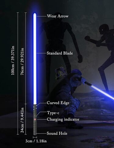 jvmusaber Light Saber, Dueling Lightsaber for Kids Adults, 20 RGB Colors, 4 FX Sound Modes, Safe LED Blade Cosplay Sword, USB Rechargeable Metal Hilt, Christmas Halloween (Black, 1 Pack) in Kuwait