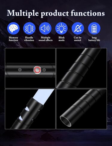 jvmusaber Light Saber, Dueling Lightsaber for Kids Adults, 20 RGB Colors, 4 FX Sound Modes, Safe LED Blade Cosplay Sword, USB Rechargeable Metal Hilt, Christmas Halloween (Black, 1 Pack) in Kuwait