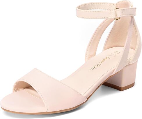 DREAM PAIRS Girls Sandals Chunky Pump Ankle Strap High Heels Dress Open Toe Flower Wedding Party for Little Big Kid in Kuwait