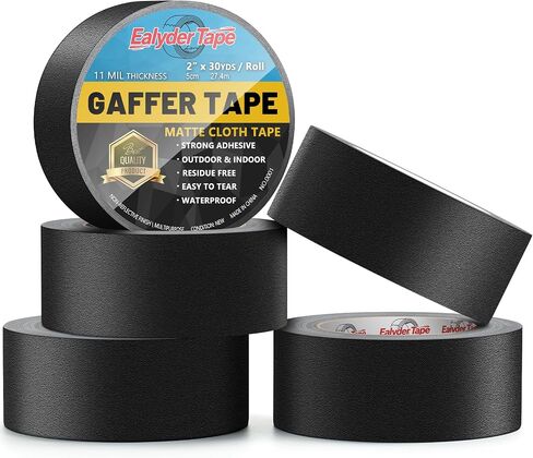 5 Pack Black Gaffers Tape 2 Inch x 30 Yards - Heavy Duty, Waterproof, No Residue, Non-Reflective, Easy Tear Gaffers Stage Tape - Multipurpose in Saudi Arabia