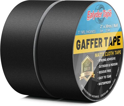 5 Pack Black Gaffers Tape 2 Inch x 30 Yards - Heavy Duty, Waterproof, No Residue, Non-Reflective, Easy Tear Gaffers Stage Tape - Multipurpose in Saudi Arabia