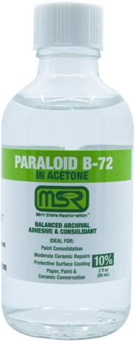 Paraloid B-72 Archival Adhesive & Consolidant in Acetone – Mint State Restoration (MSR) – Available in 5%, 10%, 25% (25% High Strength, 4 oz) in Saudi Arabia