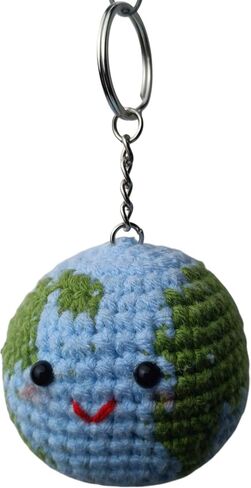 سلاسل مفاتيح الكروشيه السماوية اللطيفة ، تصميم نجم الأرض الأرضية ، Amigurumi المصنوعة يدويًا ، سحر صوف يدوي in Kuwait
