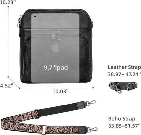 Iswee Leather Crossbody Bags for Women Multi Pockets Medium Shoulder Bag Lightweight Functional Travel Purse in Kuwait