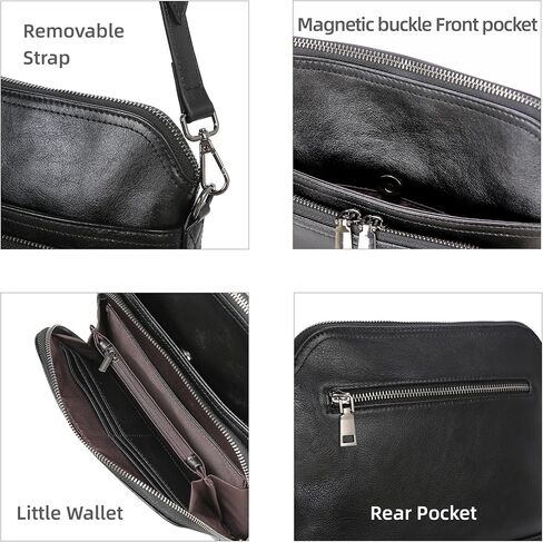 Iswee Leather Crossbody Bags for Women Multi Pockets Medium Shoulder Bag Lightweight Functional Travel Purse in Kuwait