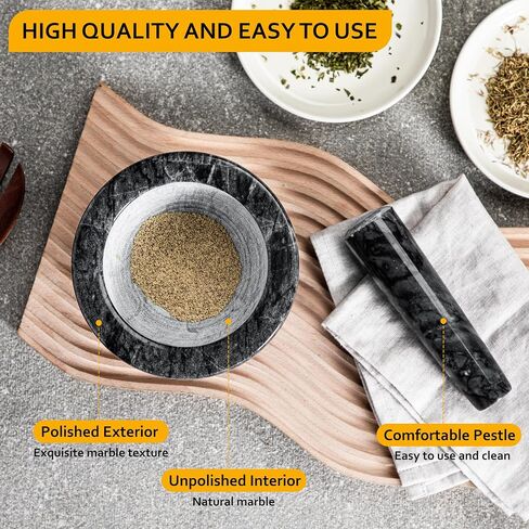 Velaze Large Mortar and Pestle Set, 100% Granite, Natural Unpolished, Herb Crusher, Spice Grinder, Stone Grinder Bowl for Making Guacamole and Pesto, 6.3 Inch Pestle and 16 oz Mortar(2Cup) in Saudi Arabia