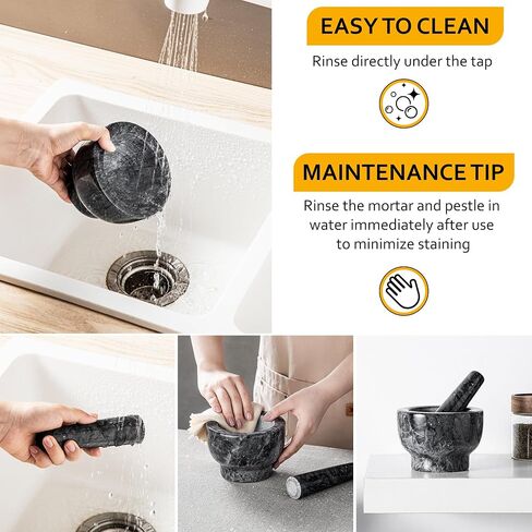 Velaze Large Mortar and Pestle Set, 100% Granite, Natural Unpolished, Herb Crusher, Spice Grinder, Stone Grinder Bowl for Making Guacamole and Pesto, 6.3 Inch Pestle and 16 oz Mortar(2Cup) in Saudi Arabia