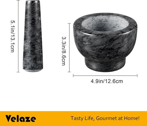 Velaze Large Mortar and Pestle Set, 100% Granite, Natural Unpolished, Herb Crusher, Spice Grinder, Stone Grinder Bowl for Making Guacamole and Pesto, 6.3 Inch Pestle and 16 oz Mortar(2Cup) in Saudi Arabia