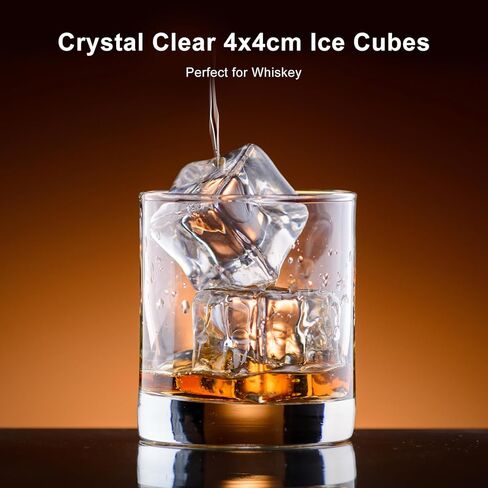 Northair Clear Ice Maker - Makes 4x4 Crystal Clear Ice Cubes in 25min - Great for Cocktails, Whiskey & Bourbon - Compact Countertop Ice Maker in Kuwait