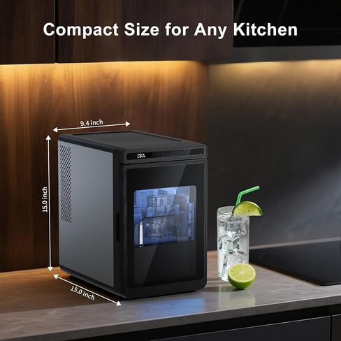 Northair Clear Ice Maker - Makes 4x4 Crystal Clear Ice Cubes in 25min - Great for Cocktails, Whiskey & Bourbon - Compact Countertop Ice Maker in Kuwait