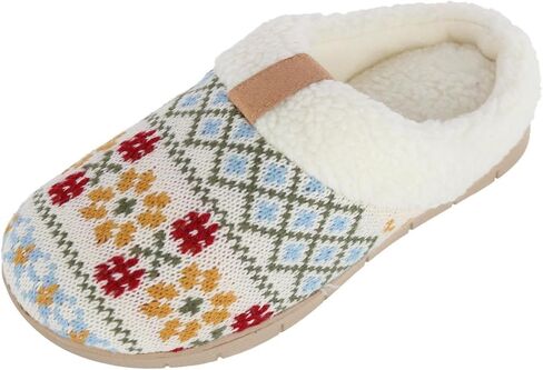 isotoner Women's Heritage Fairisle Knit Hoodback Slipper, Medium (7.5-8), Multi in Kuwait