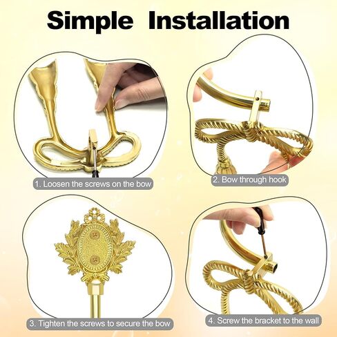 Holdbacks الستارة النحاسية المصنوعة يدويًا ، وربطات القوس الذهبية للستائر - خطافات جدار زخرفية على طراز الشريط ، وسنانير أقمشة ثقيلة لغرفة المعيشة وغرفة النوم in Kuwait