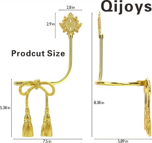 Holdbacks الستارة النحاسية المصنوعة يدويًا ، وربطات القوس الذهبية للستائر - خطافات جدار زخرفية على طراز الشريط ، وسنانير أقمشة ثقيلة لغرفة المعيشة وغرفة النوم in Kuwait