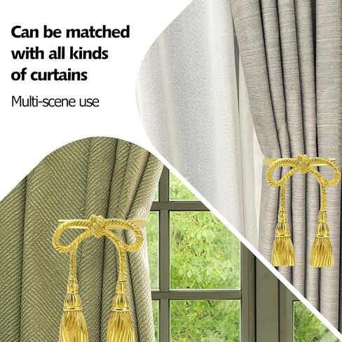 Holdbacks الستارة النحاسية المصنوعة يدويًا ، وربطات القوس الذهبية للستائر - خطافات جدار زخرفية على طراز الشريط ، وسنانير أقمشة ثقيلة لغرفة المعيشة وغرفة النوم in Kuwait