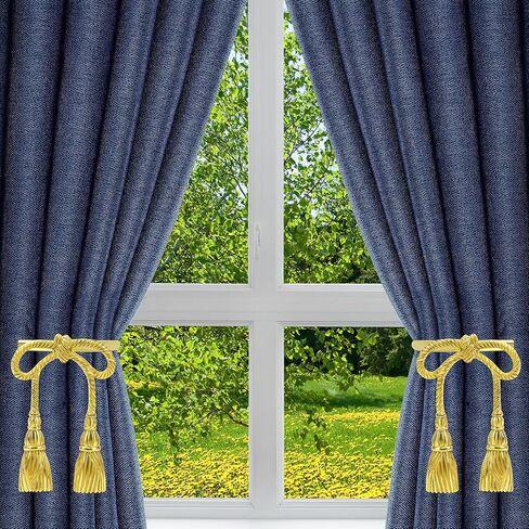 Holdbacks الستارة النحاسية المصنوعة يدويًا ، وربطات القوس الذهبية للستائر - خطافات جدار زخرفية على طراز الشريط ، وسنانير أقمشة ثقيلة لغرفة المعيشة وغرفة النوم in Kuwait