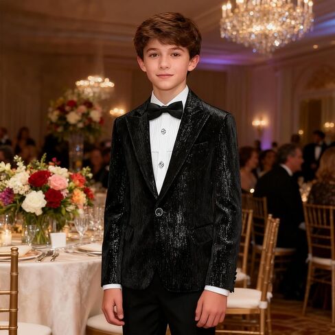 Lamgool Boys Velvet Suit Set Slim Fit Tuxedo Kids الرسمية الزي الرسمي 4 قطعة مع قميص السترة السترة in Saudi Arabia