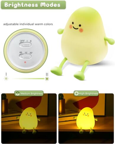 L LOHAS LED Night Light for Kids, Silicone Chick Cute Lamp,3 Level Dimmable,30 Minutes Timer Nightlight for Kids, Bedside Touch Baby Night Light, Soft Lamp in Saudi Arabia