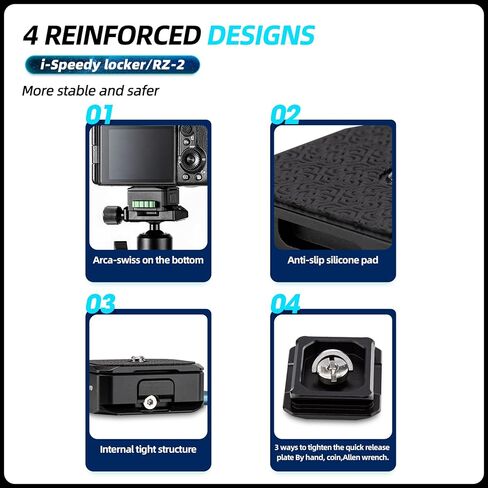 Fotopro Quick Release Plate with 1/4 Inch Screw Universal Camera Base for DSLR Camera Tripod Monopod RZ-2 Black in Kuwait