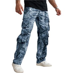 سراويل شحن كامو فيردوسا للرجال على الساق المستقيمة بخصر الساق الطويلة مع جيوب متعددة in Kuwait