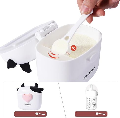 Bebamour Snack Box For Kids & Toddlers 3 Compartment Divided Food Storage Containers Food Storage Containers With Lids&Strap Snack Boxes for Go out,School, and Travel (New Coffee Cow) in Saudi Arabia