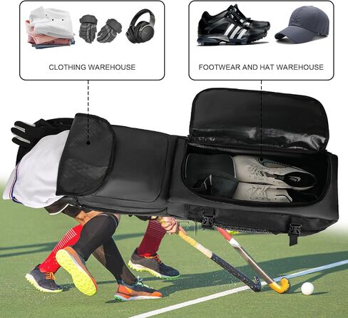 Goloni 4 Stick Field Hockey Bag,Backpack with Independent Shoe Pouch & Multiple Pockets, Fits All Field Hockey Gear in Saudi Arabia