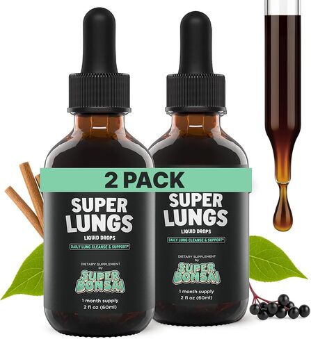 Super Lungs Mullein Drops – Herbal Lung Support Tincture with Mullein Leaf Extract Elderberry Reishi Marshmallow Root – Supports Clear Breathing & Wellness – 2 oz in Saudi Arabia